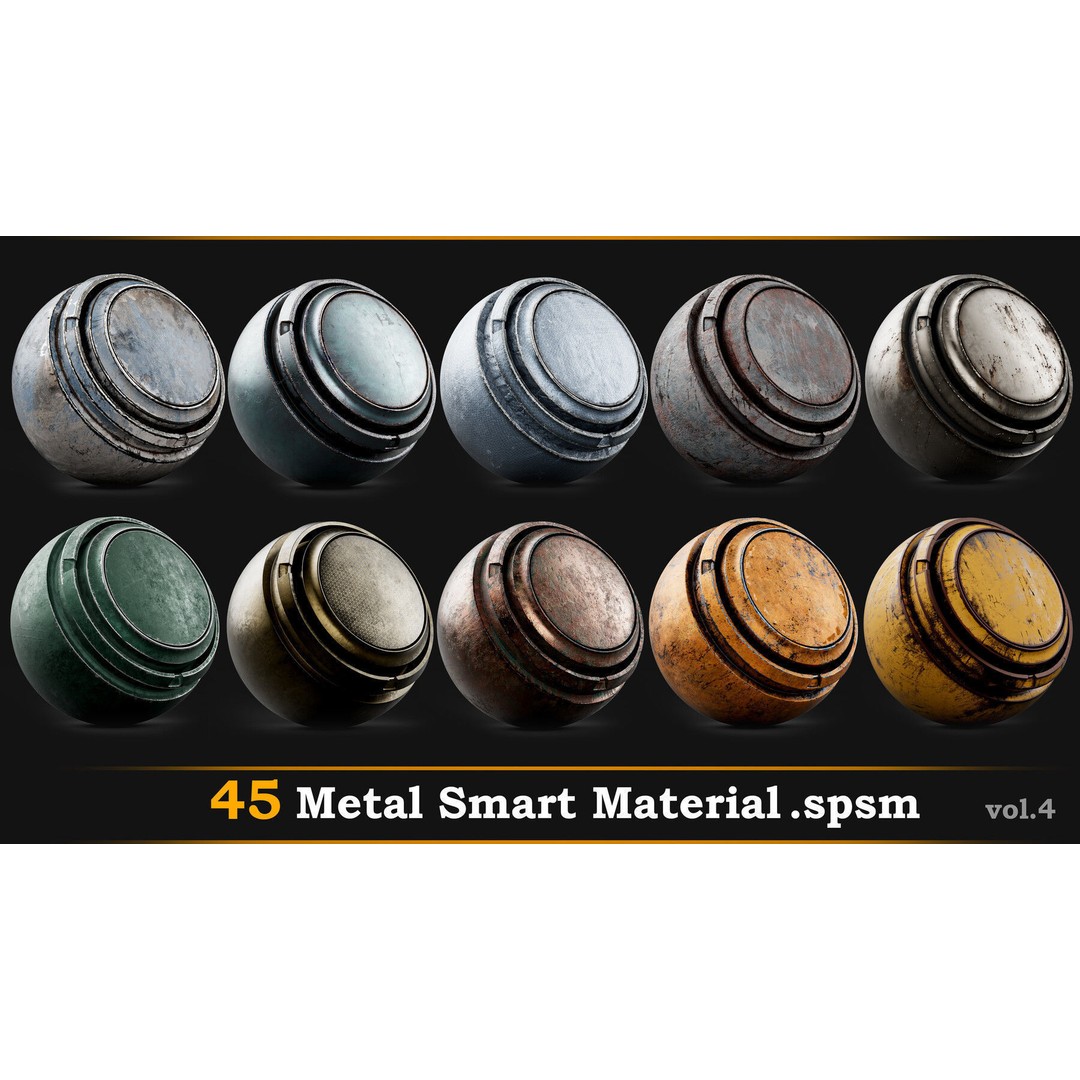Metal Smart Materials 3D Model – High Quality 45 SPSM Textures - View 5