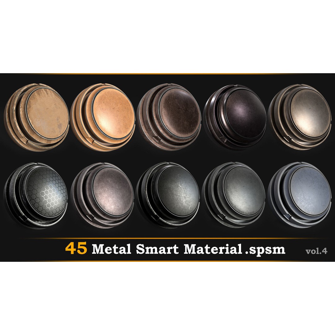 Metal Smart Materials 3D Model – High Quality 45 SPSM Textures - View 6