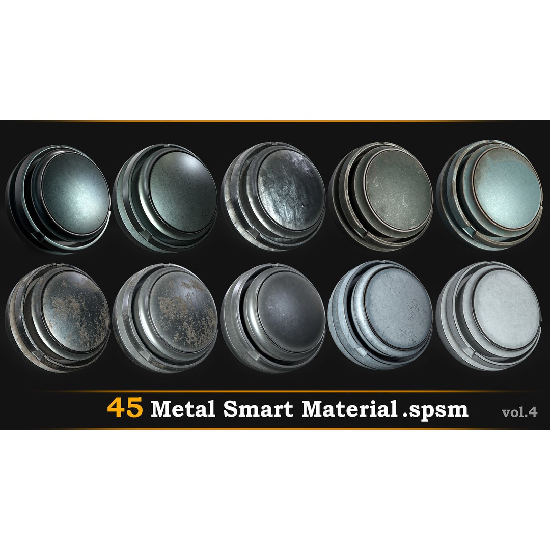 Metal Smart Materials 3D Model – High Quality 45 SPSM Textures - View 7