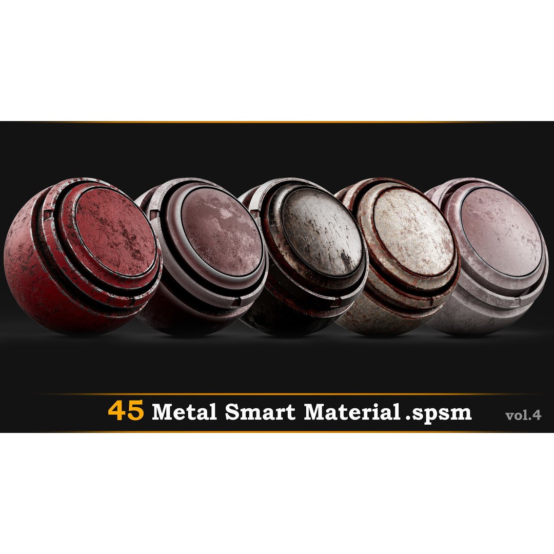 Metal Smart Materials 3D Model – High Quality 45 SPSM Textures - View 8