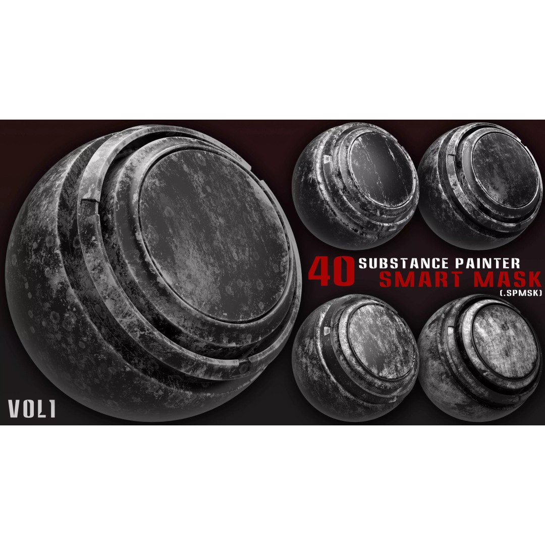 40 Smart Masks 3D Model – High-Quality Textures for Substance Painter - View 2
