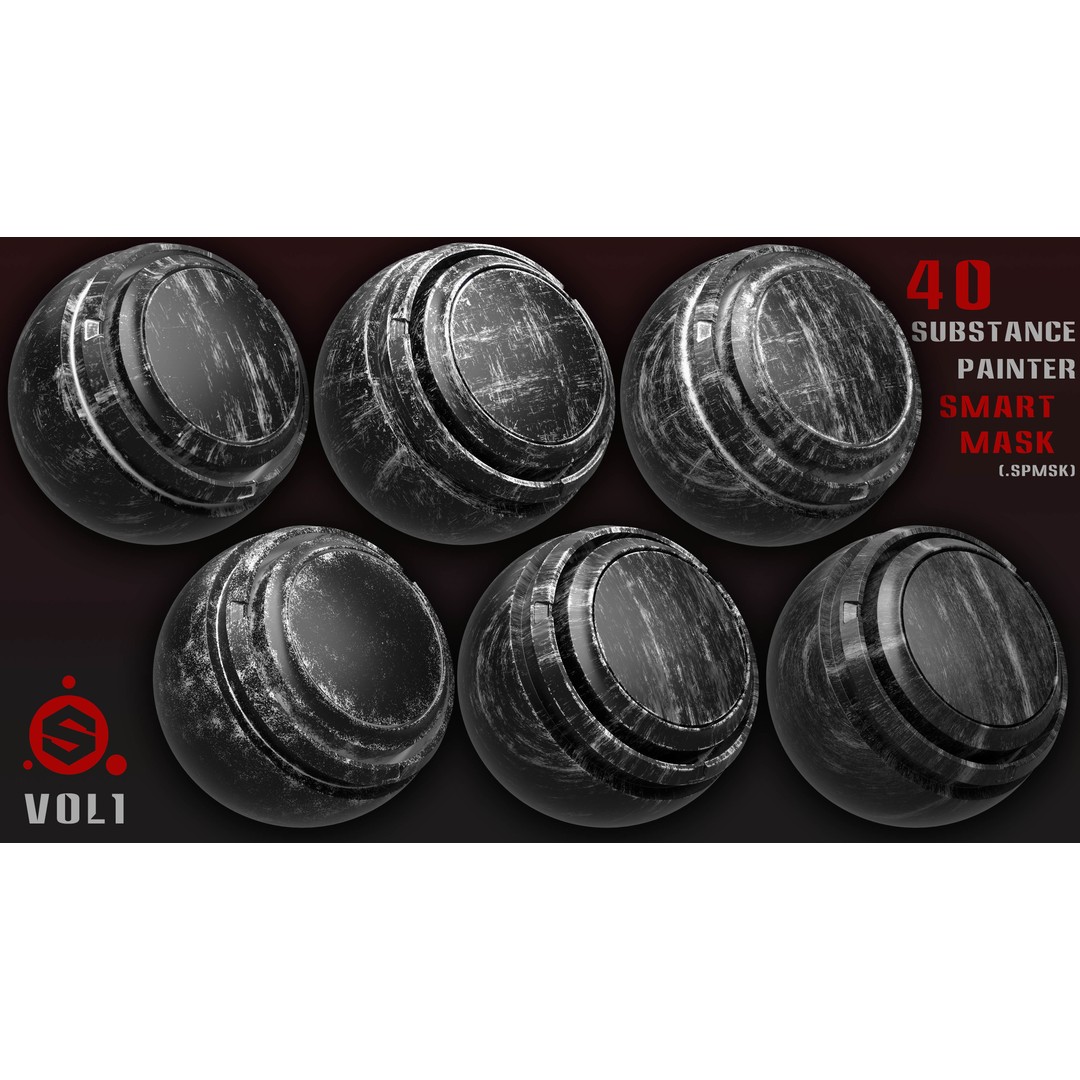 40 Smart Masks 3D Model – High-Quality Textures for Substance Painter - View 3