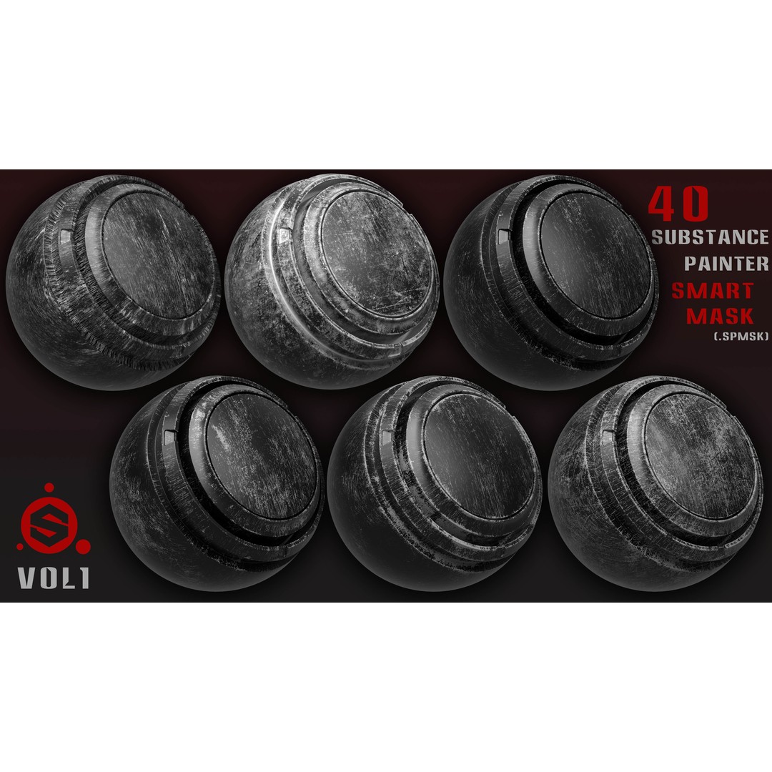 40 Smart Masks 3D Model – High-Quality Textures for Substance Painter - View 4