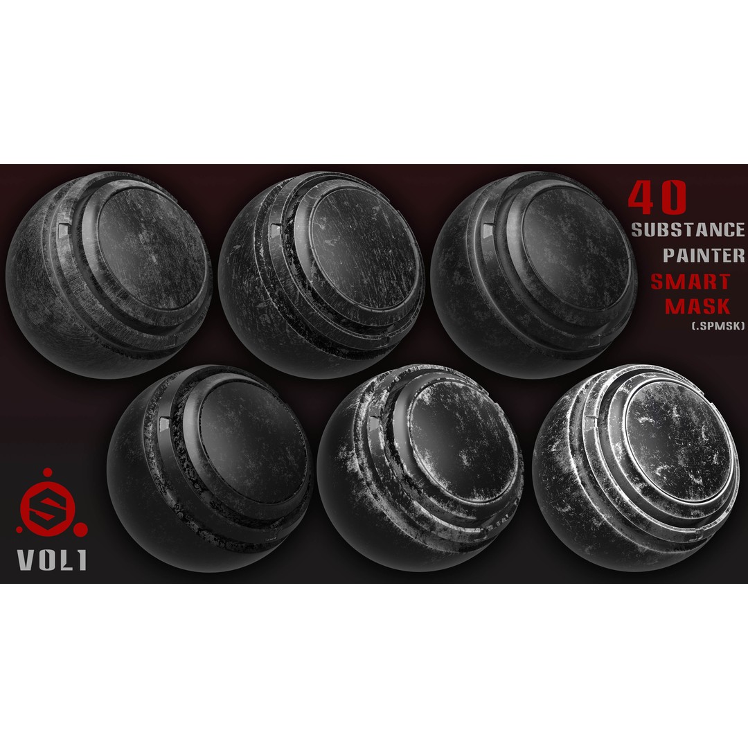 40 Smart Masks 3D Model – High-Quality Textures for Substance Painter - View 5