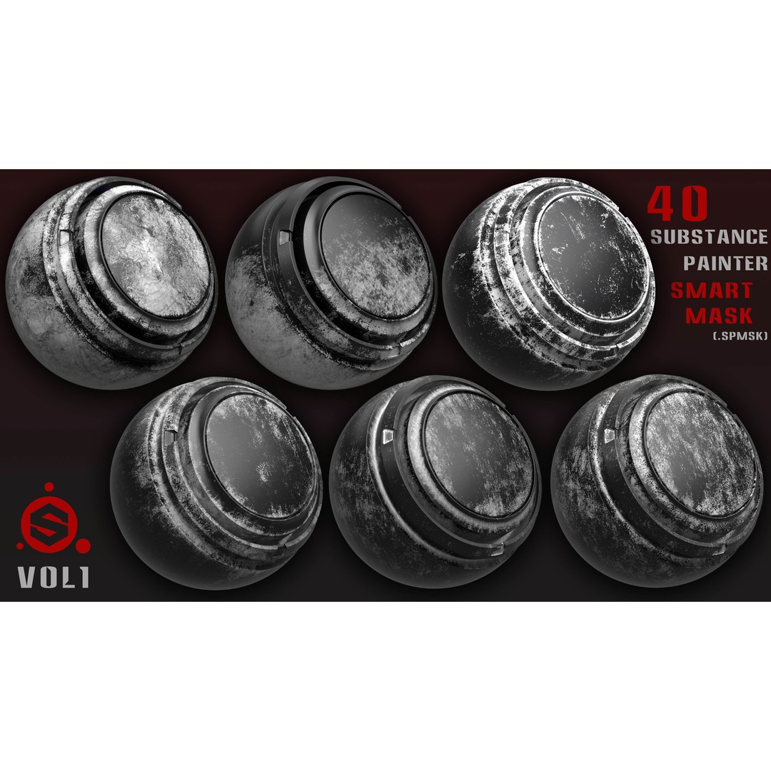 40 Smart Masks 3D Model – High-Quality Textures for Substance Painter - View 6