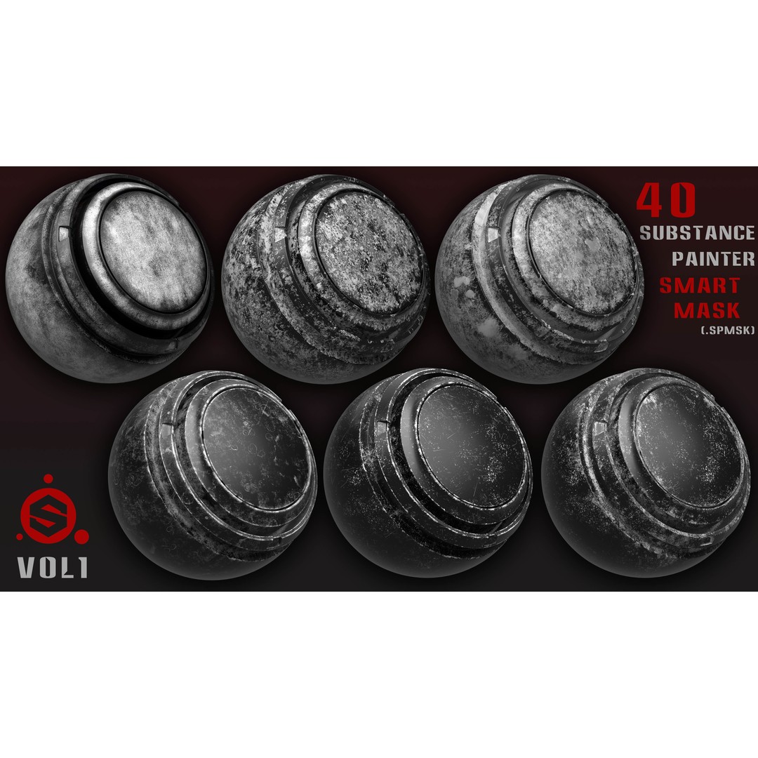 40 Smart Masks 3D Model – High-Quality Textures for Substance Painter - View 7