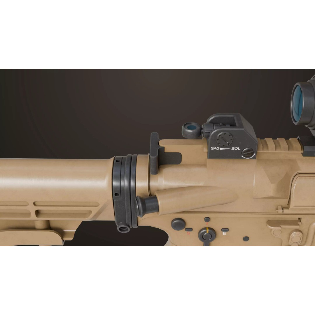 Machine Gun 17 Sandal 3D Model – Low Poly PBR Game Asset, FBX - View 12