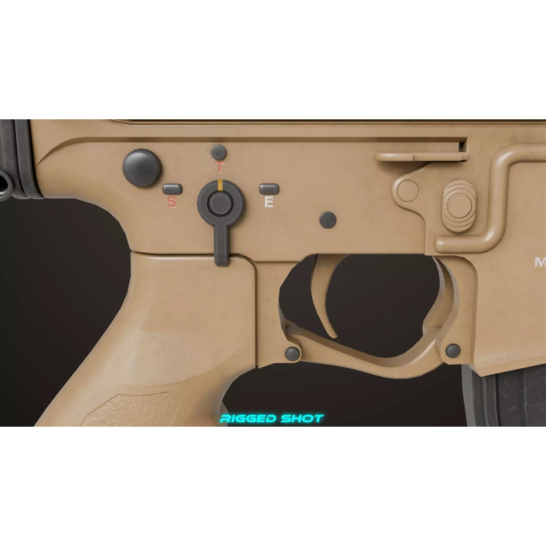 Machine Gun 17 Sandal 3D Model – Low Poly PBR Game Asset, FBX - View 17
