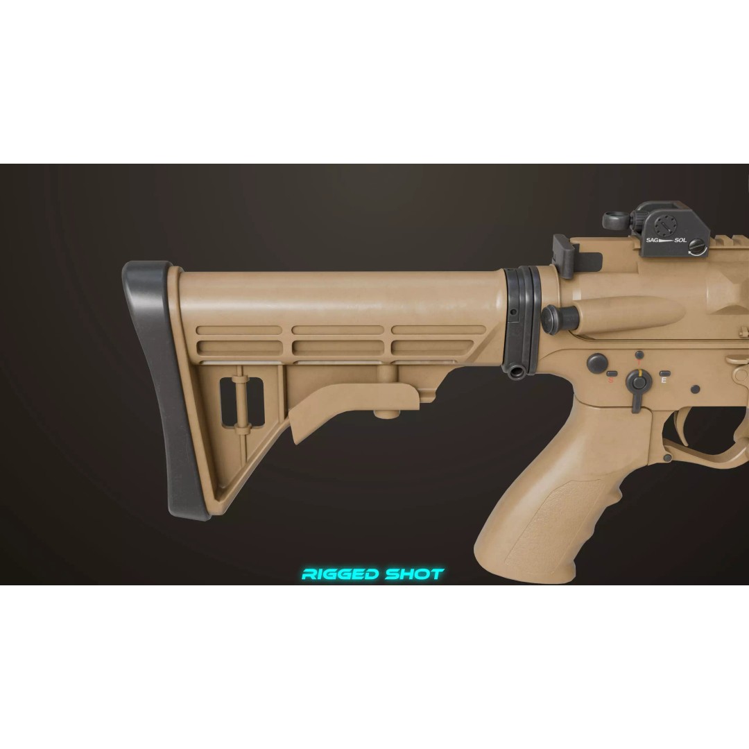 Machine Gun 17 Sandal 3D Model – Low Poly PBR Game Asset, FBX - View 21