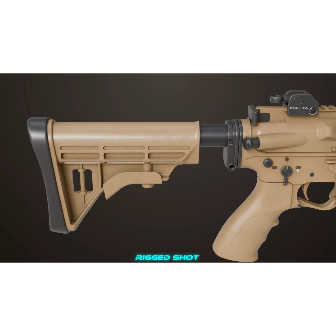 Machine Gun 17 Sandal 3D Model – Low Poly PBR Game Asset, FBX - View 22