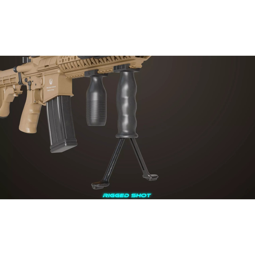 Machine Gun 17 Sandal 3D Model – Low Poly PBR Game Asset, FBX - View 29