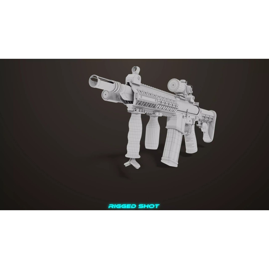 Machine Gun 17 Sandal 3D Model – Low Poly PBR Game Asset, FBX - View 37