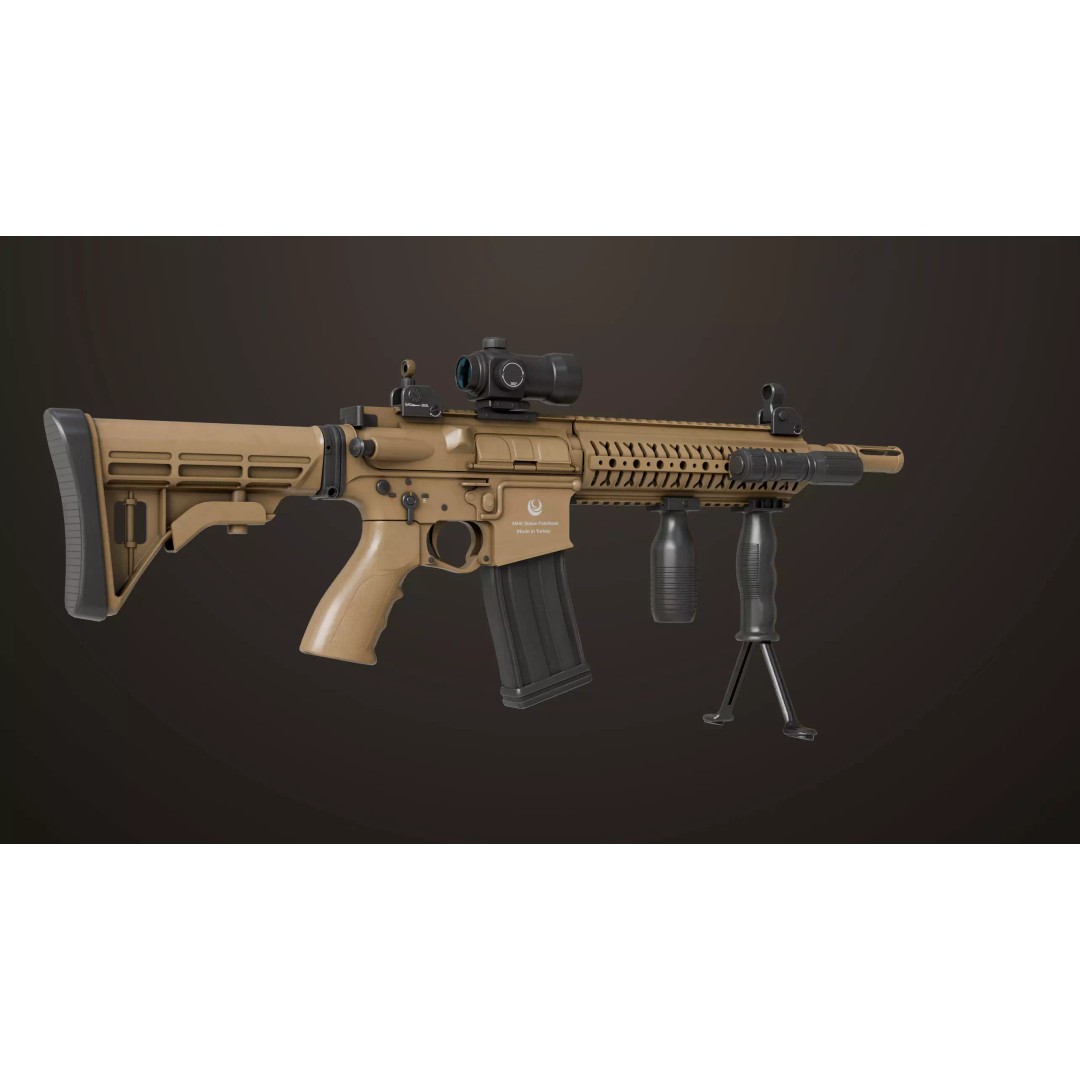Machine Gun 17 Sandal 3D Model – Low Poly PBR Game Asset, FBX - View 4