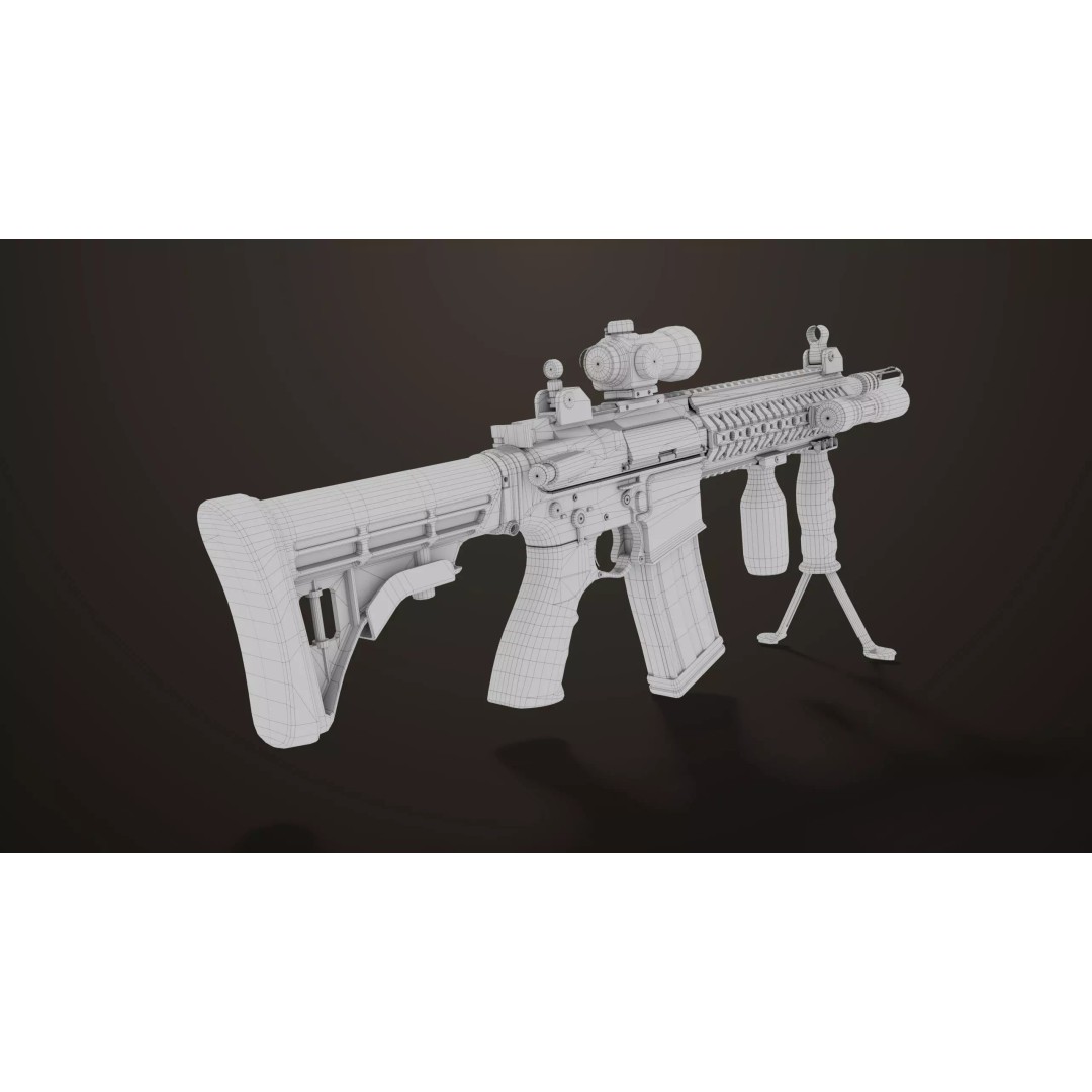 Machine Gun 17 Sandal 3D Model – Low Poly PBR Game Asset, FBX - View 42