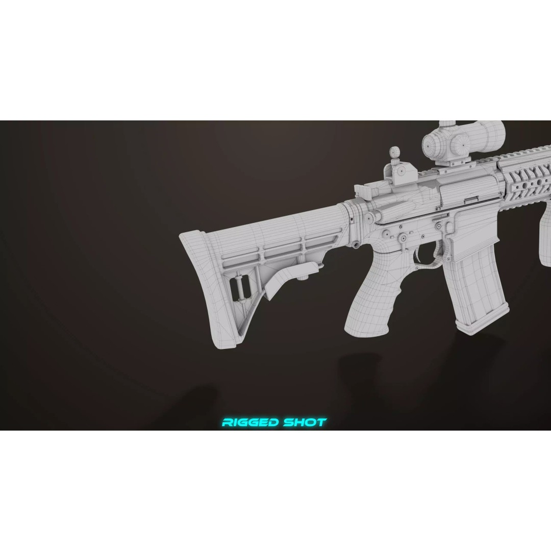 Machine Gun 17 Sandal 3D Model – Low Poly PBR Game Asset, FBX - View 45