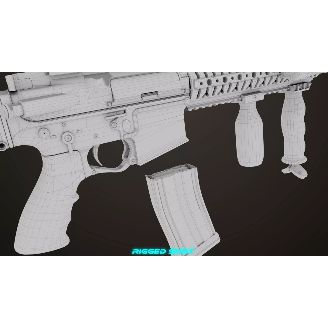 Machine Gun 17 Sandal 3D Model – Low Poly PBR Game Asset, FBX - View 46
