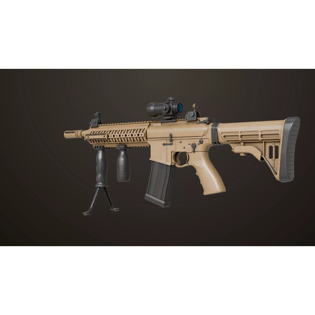 Machine Gun 17 Sandal 3D Model – Low Poly PBR Game Asset, FBX - View 5