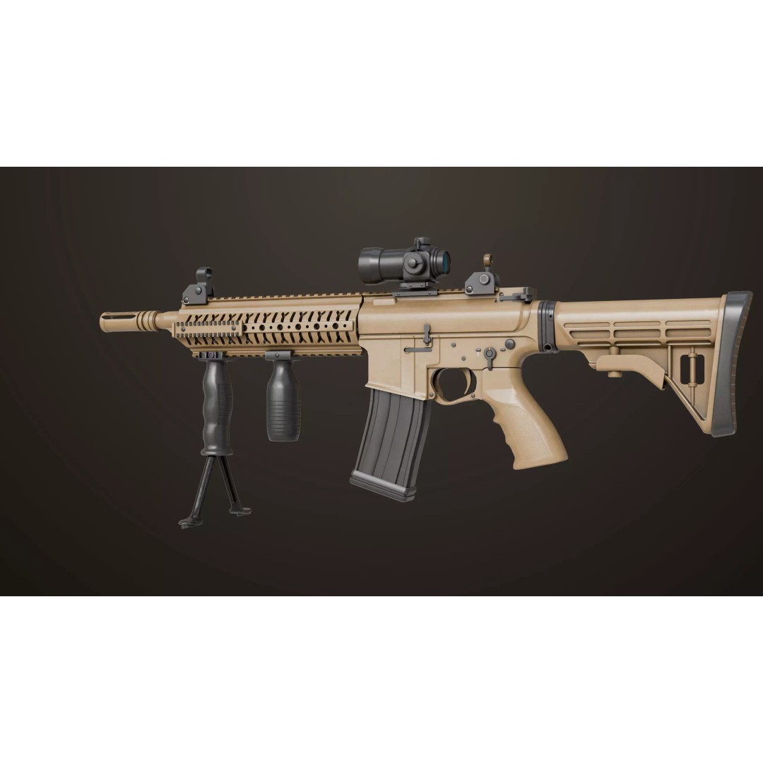 Machine Gun 17 Sandal 3D Model – Low Poly PBR Game Asset, FBX - View 6