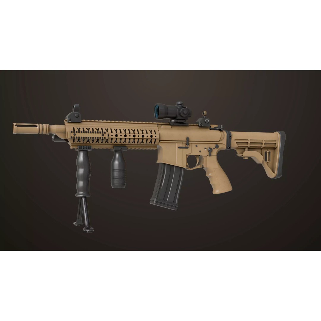 Machine Gun 17 Sandal 3D Model – Low Poly PBR Game Asset, FBX - View 7