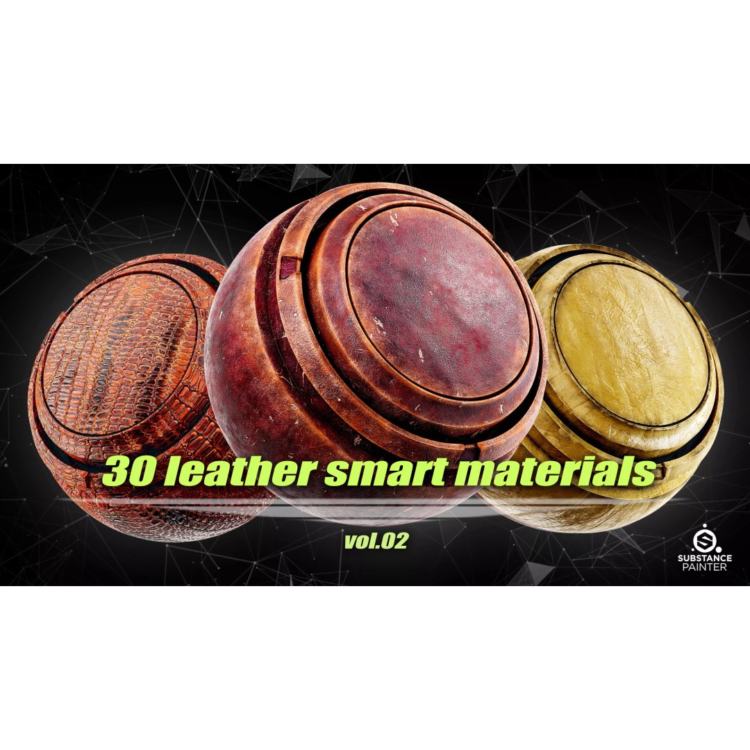 High Quality Leather Smart Materials 3D Model – 30 PBR Textures for Substance Painter - View 2