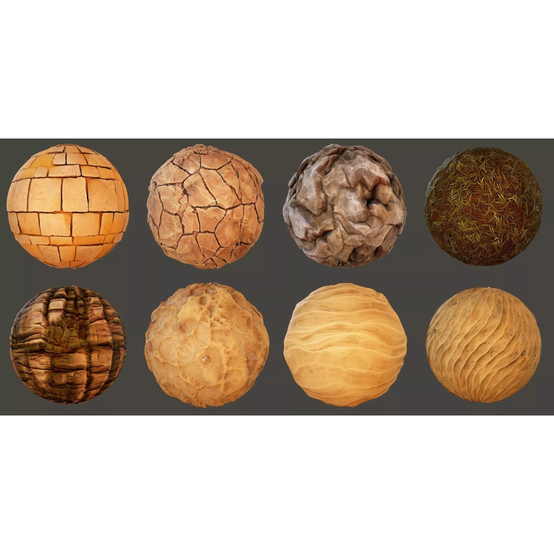 Stylized Desert Materials 3D Model – PBR Textures for Games, Unity & Unreal - View 2