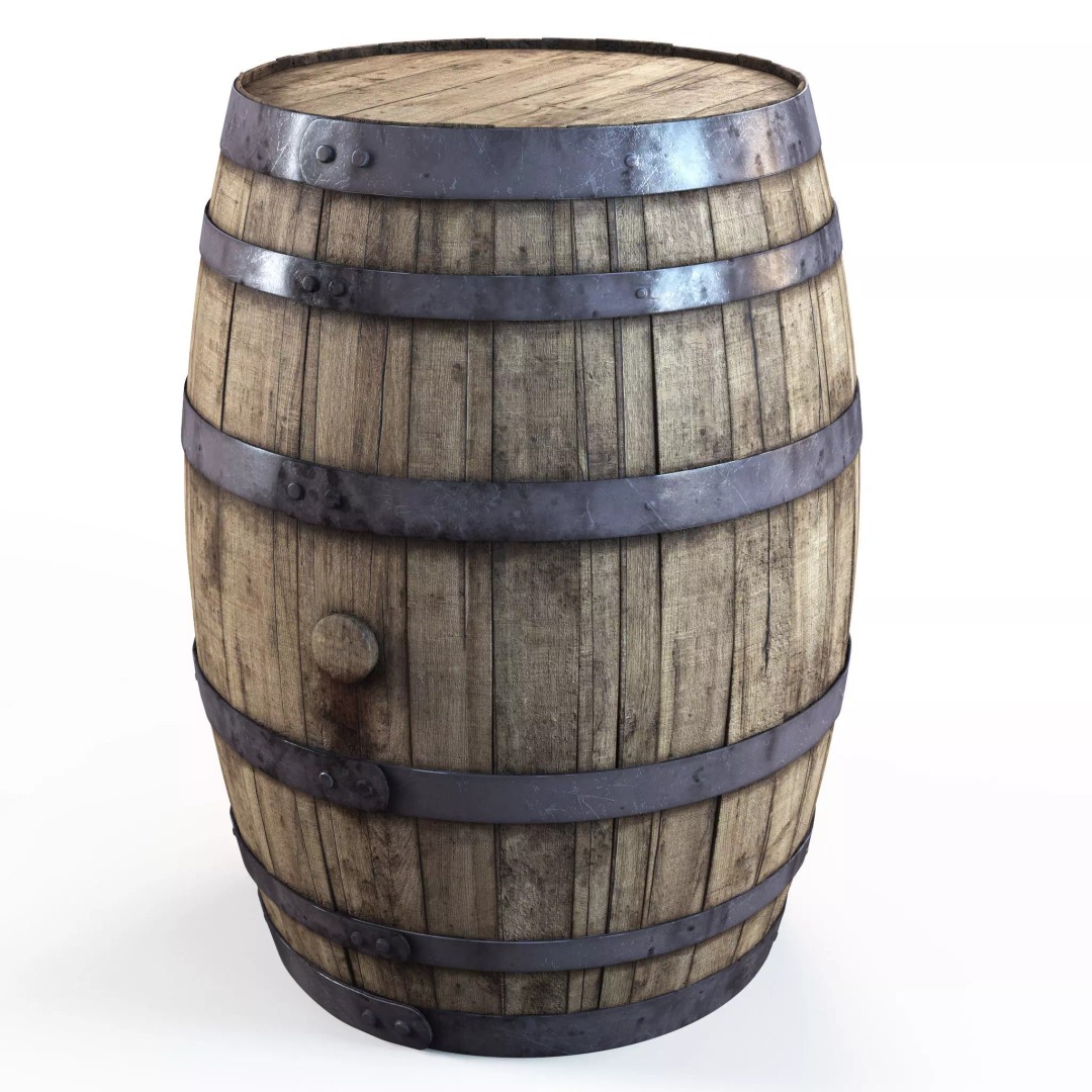 Old Wooden Barrel 3D Model – Low Poly PBR Textures, FBX, OBJ - View 2