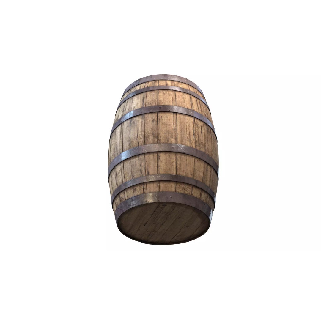 Old Wooden Barrel 3D Model – Low Poly PBR Textures, FBX, OBJ - View 4