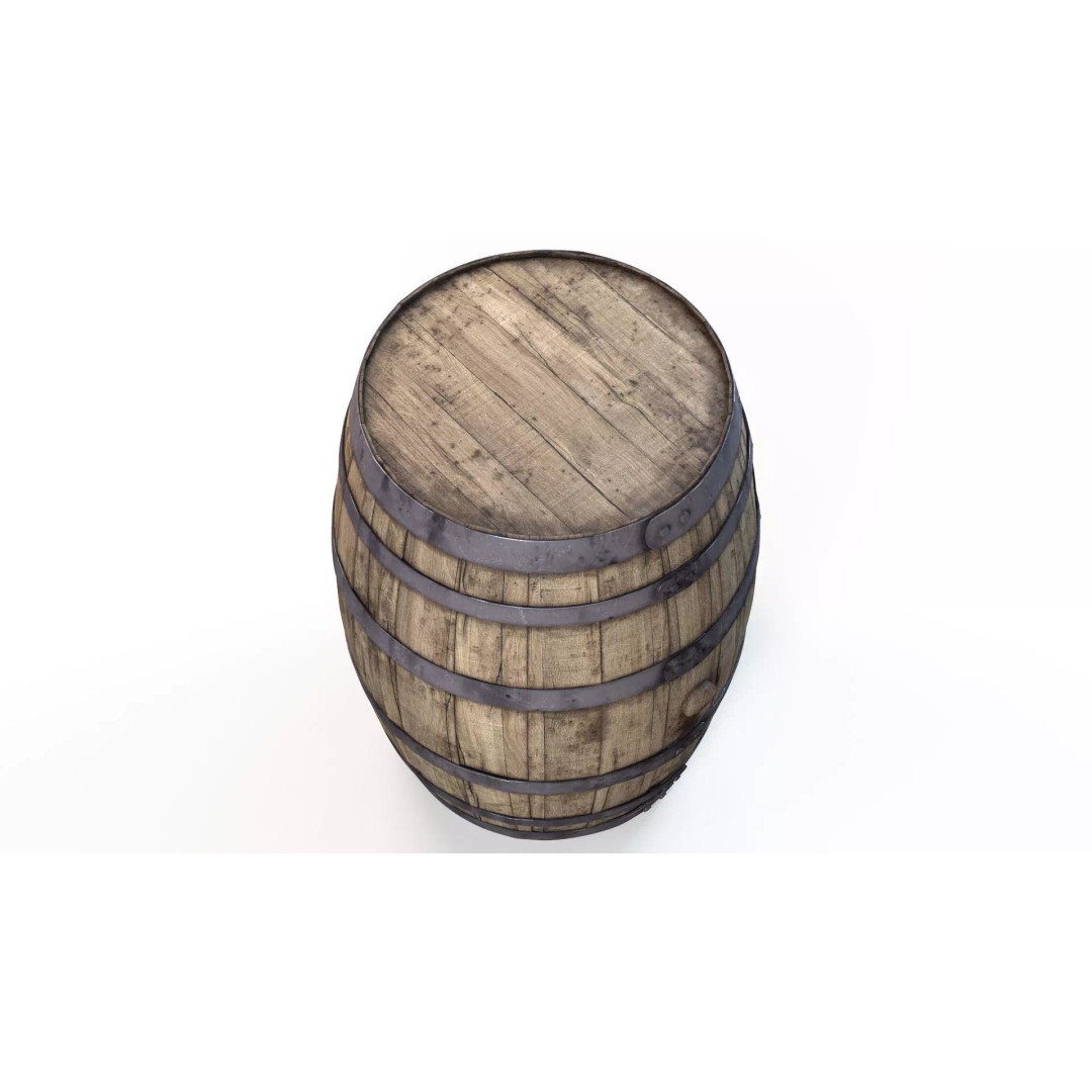 Old Wooden Barrel 3D Model – Low Poly PBR Textures, FBX, OBJ - View 5