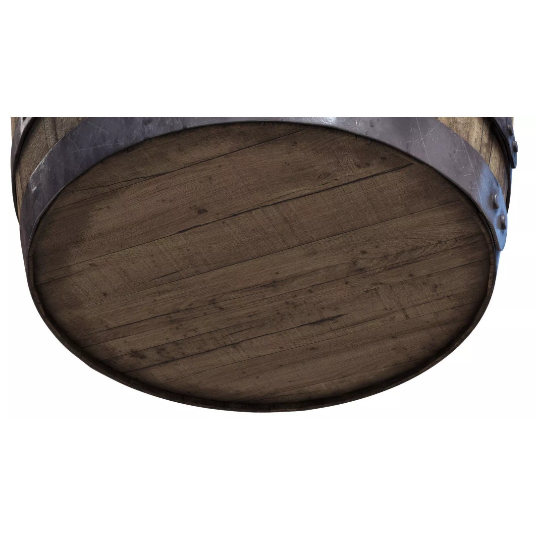 Old Wooden Barrel 3D Model – Low Poly PBR Textures, FBX, OBJ - View 8