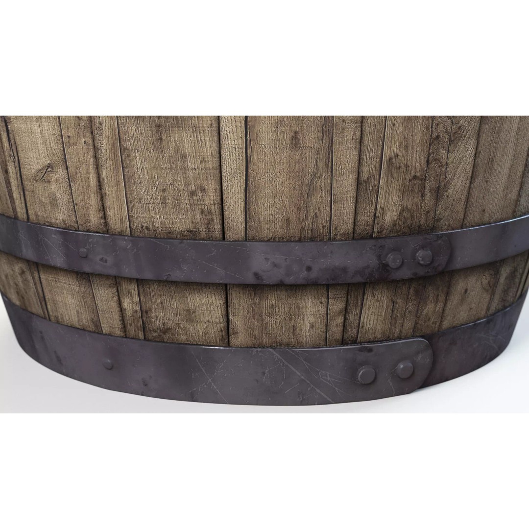 Old Wooden Barrel 3D Model – Low Poly PBR Textures, FBX, OBJ - View 9