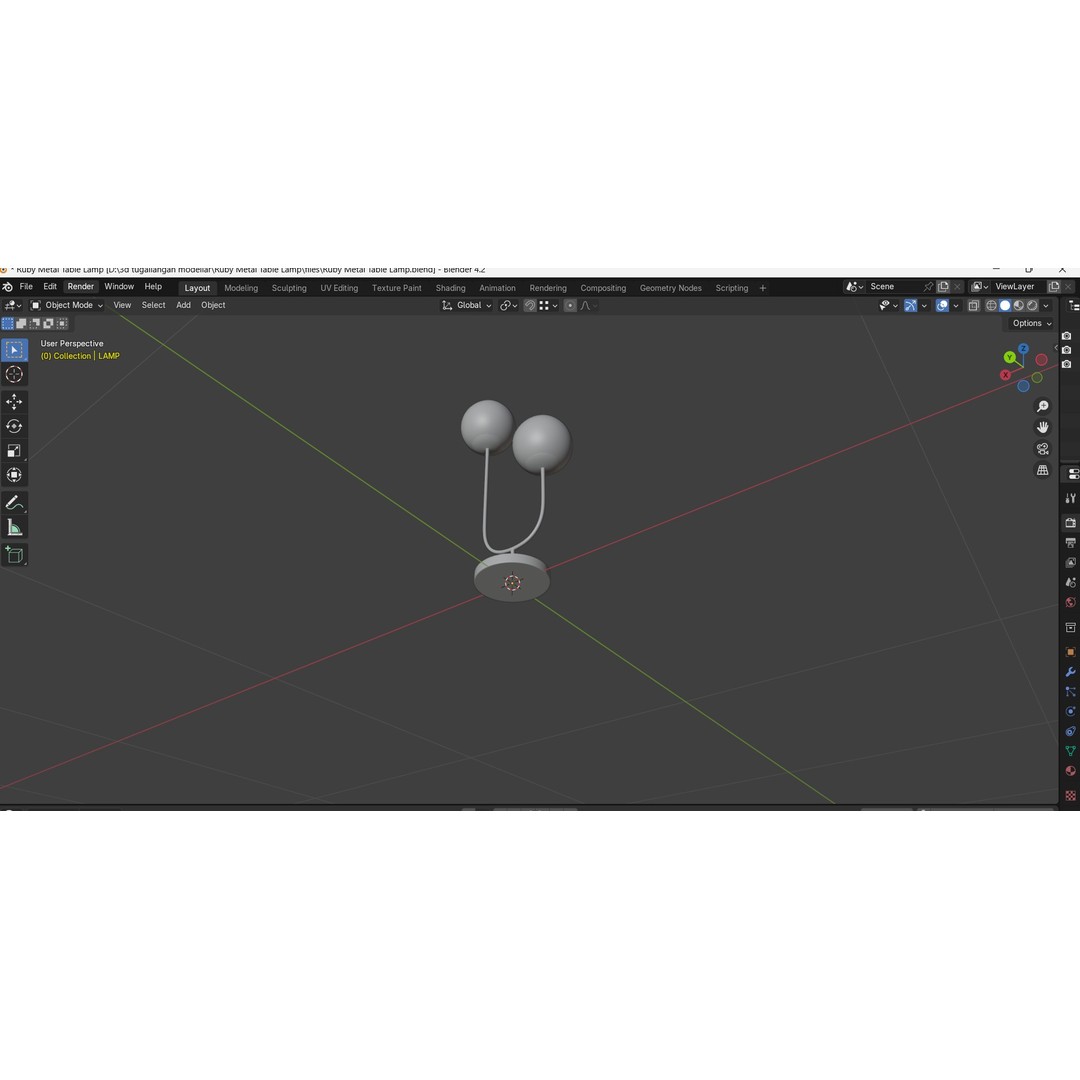 Ruby Metal Table Lamp 3D Model – Low Poly PBR Lighting Fixture