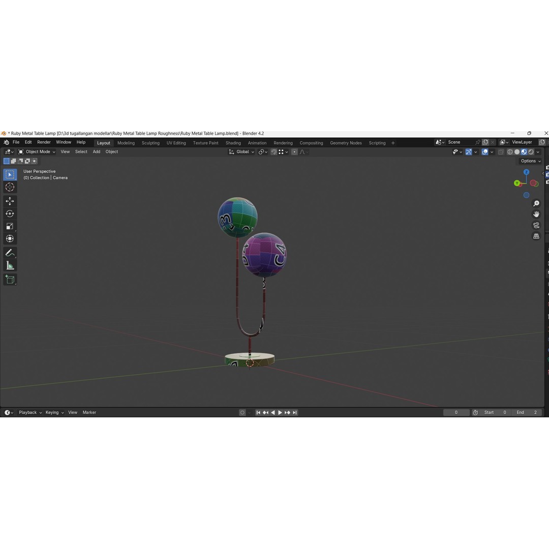 Ruby Metal Table Lamp 3D Model – Low Poly PBR Lighting Fixture - View 27