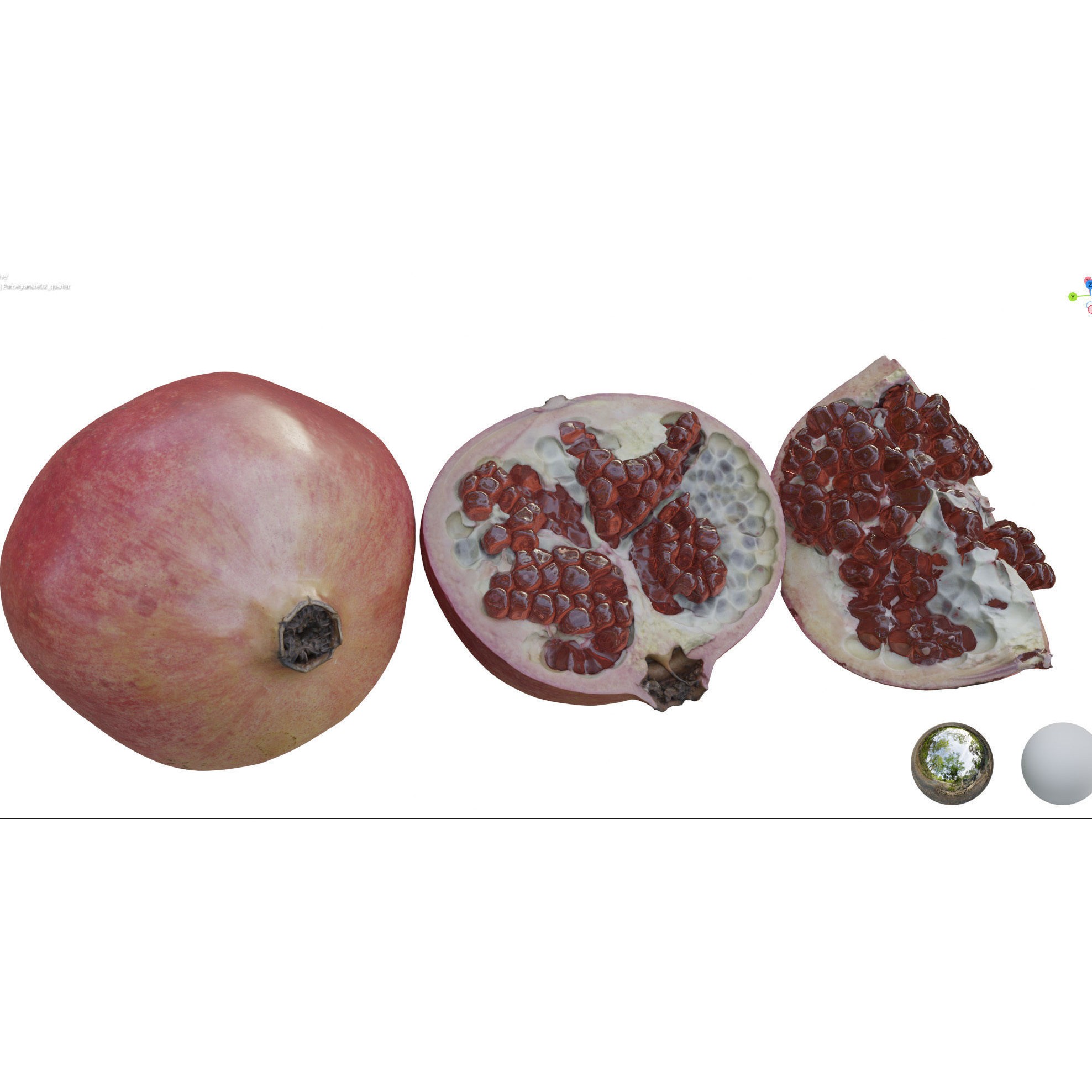 4k Scanned Pomegranate - Game-Ready 3D Model - View 16