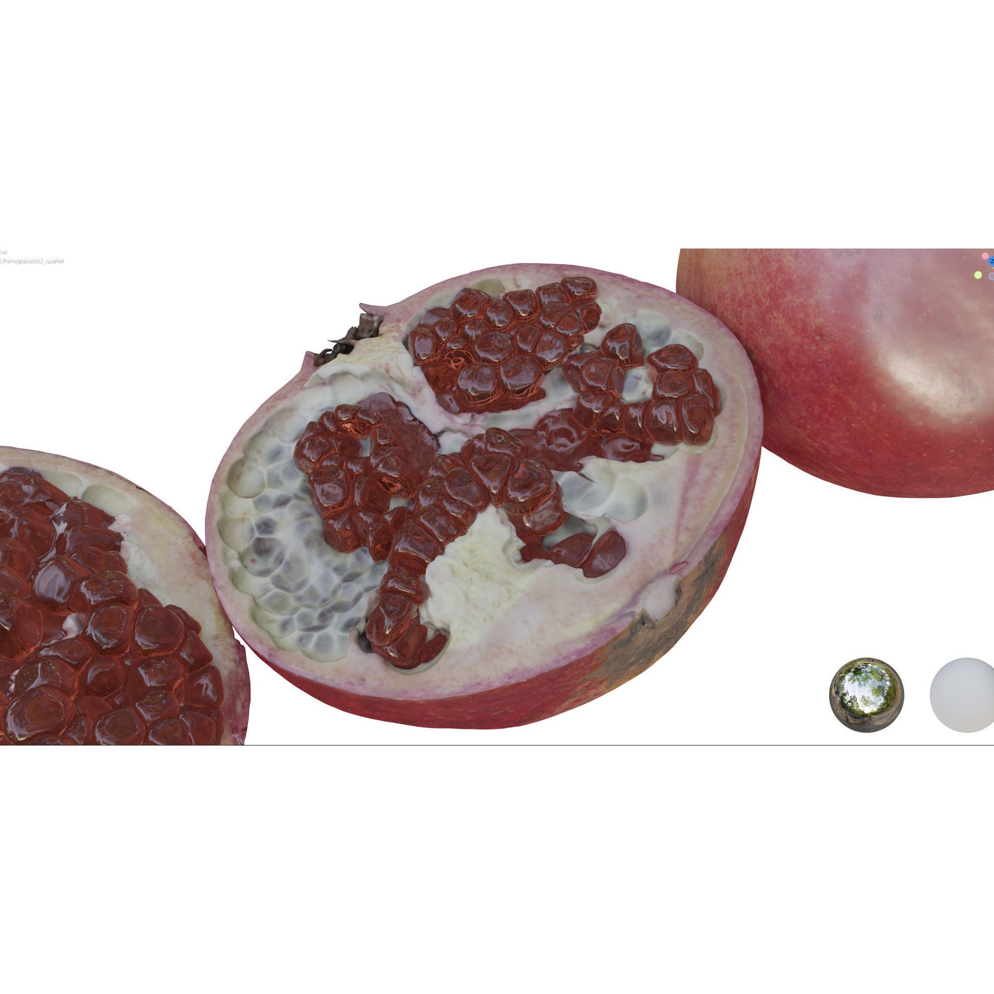 4k Scanned Pomegranate - Game-Ready 3D Model - View 20