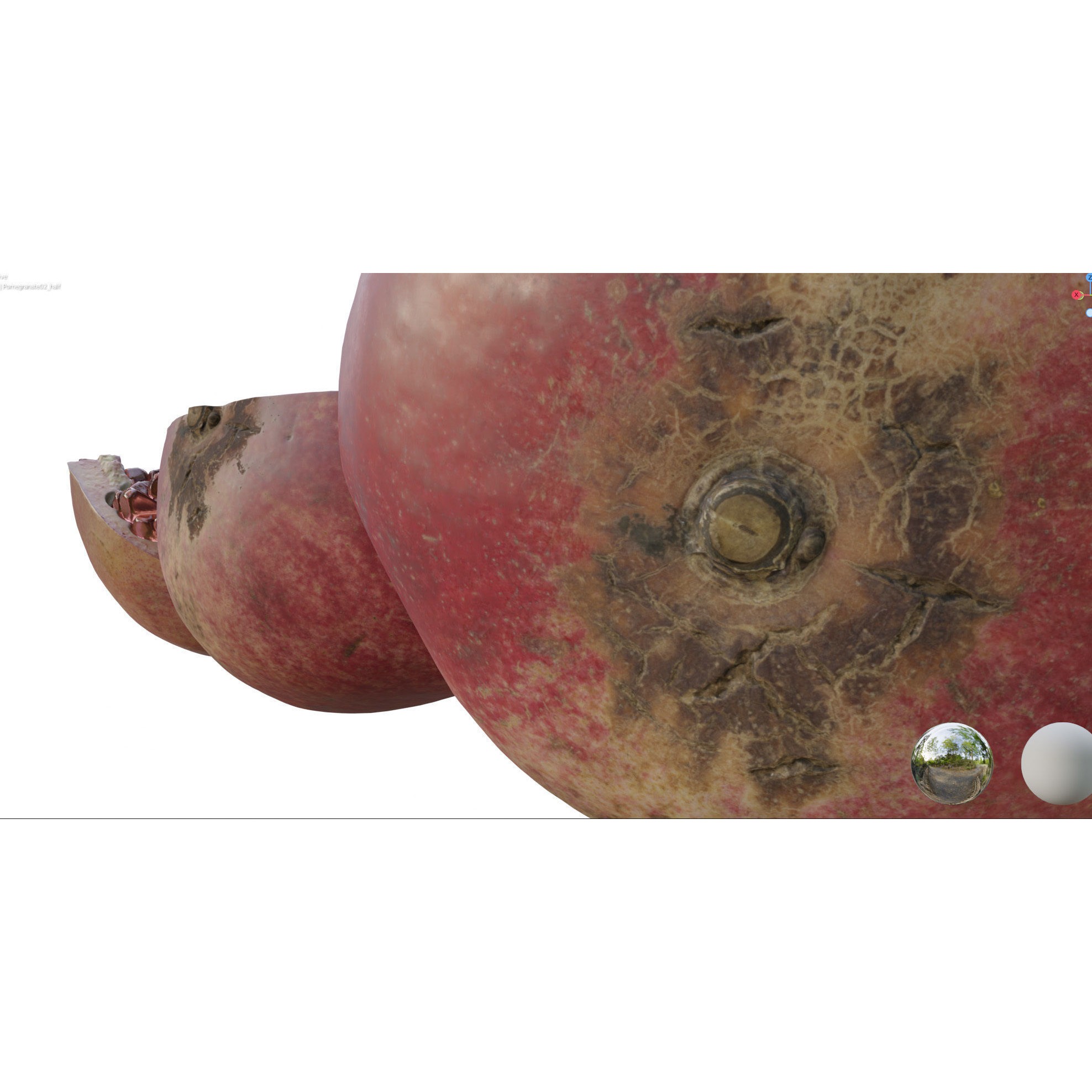 4k Scanned Pomegranate - Game-Ready 3D Model - View 21
