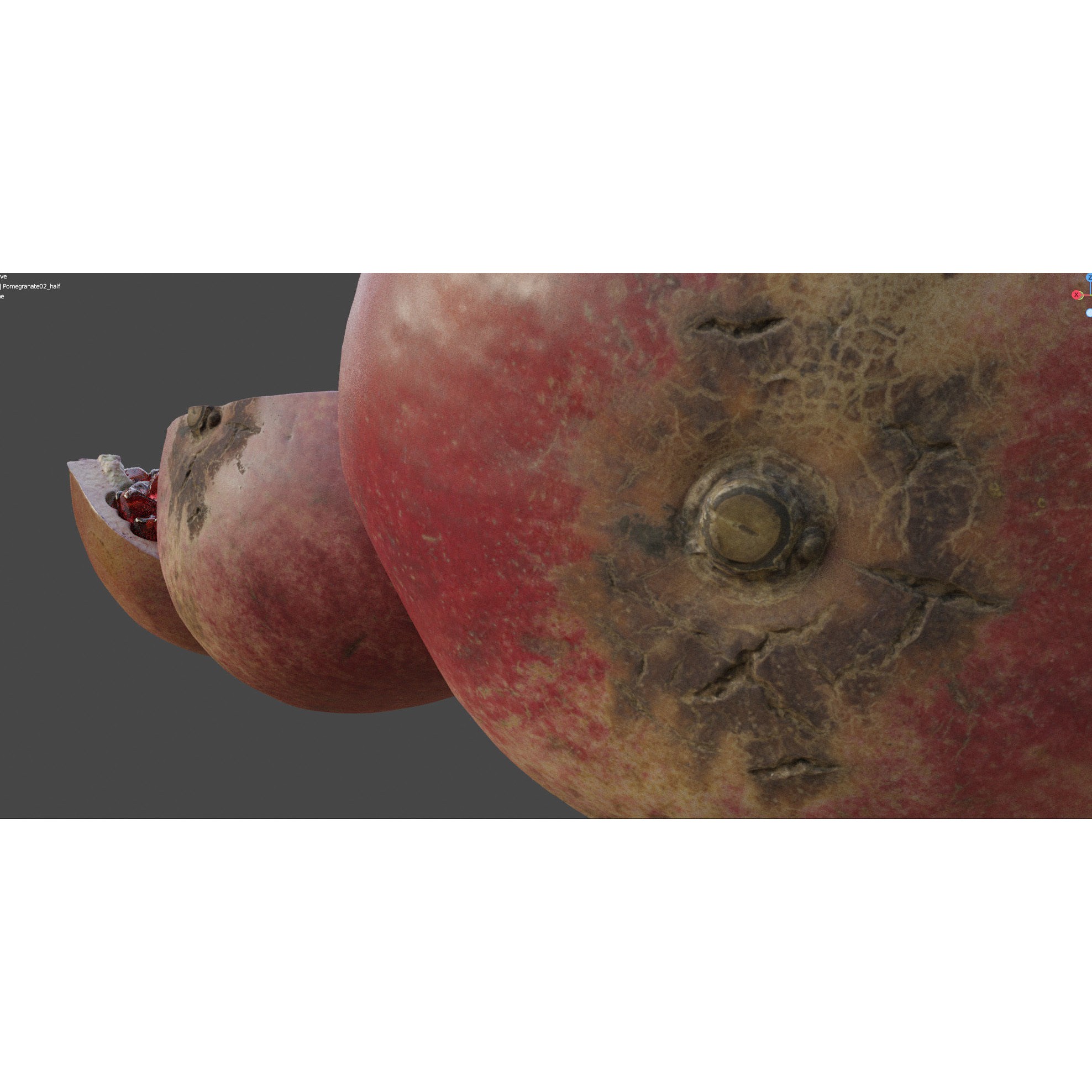 4k Scanned Pomegranate - Game-Ready 3D Model - View 22