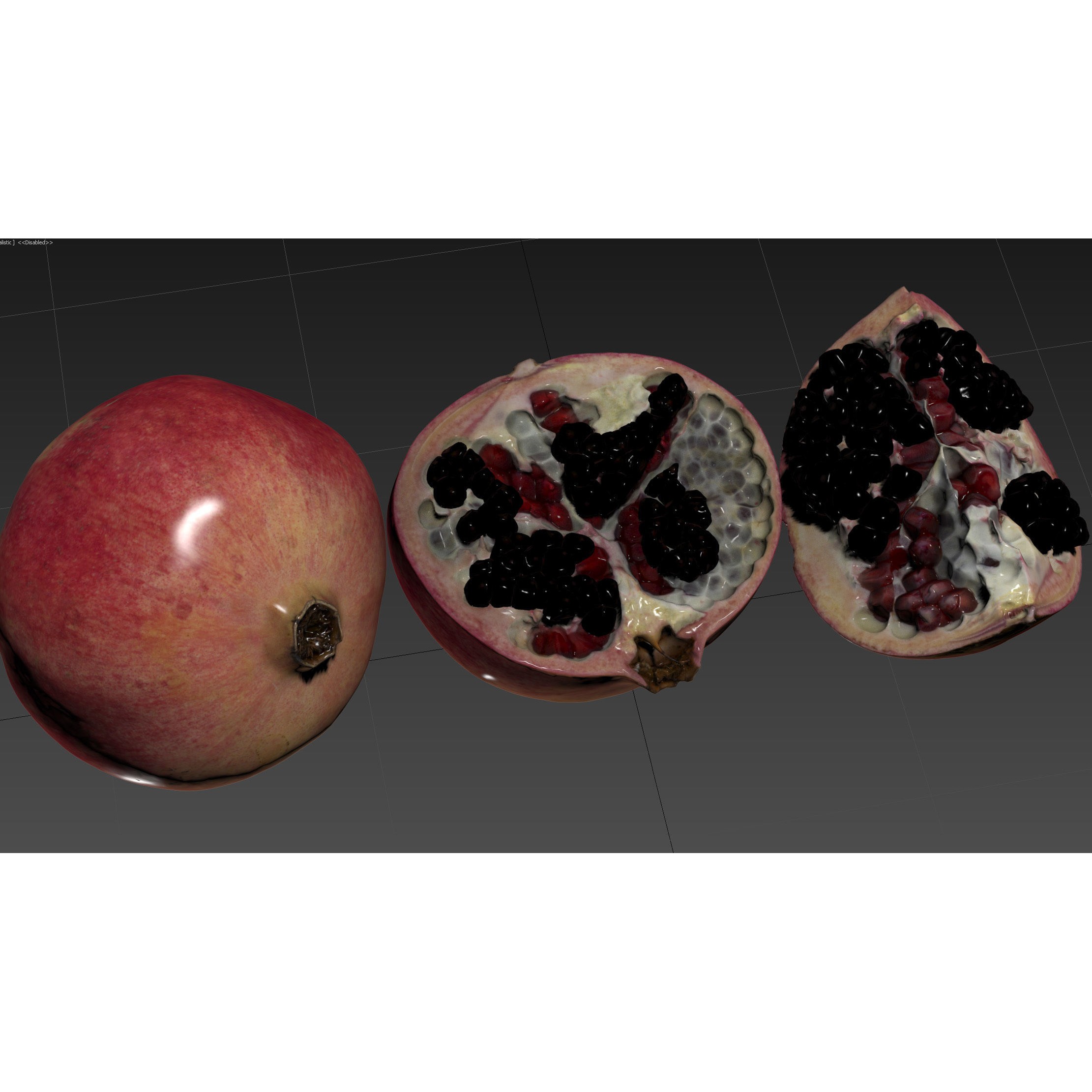 4k Scanned Pomegranate - Game-Ready 3D Model - View 24