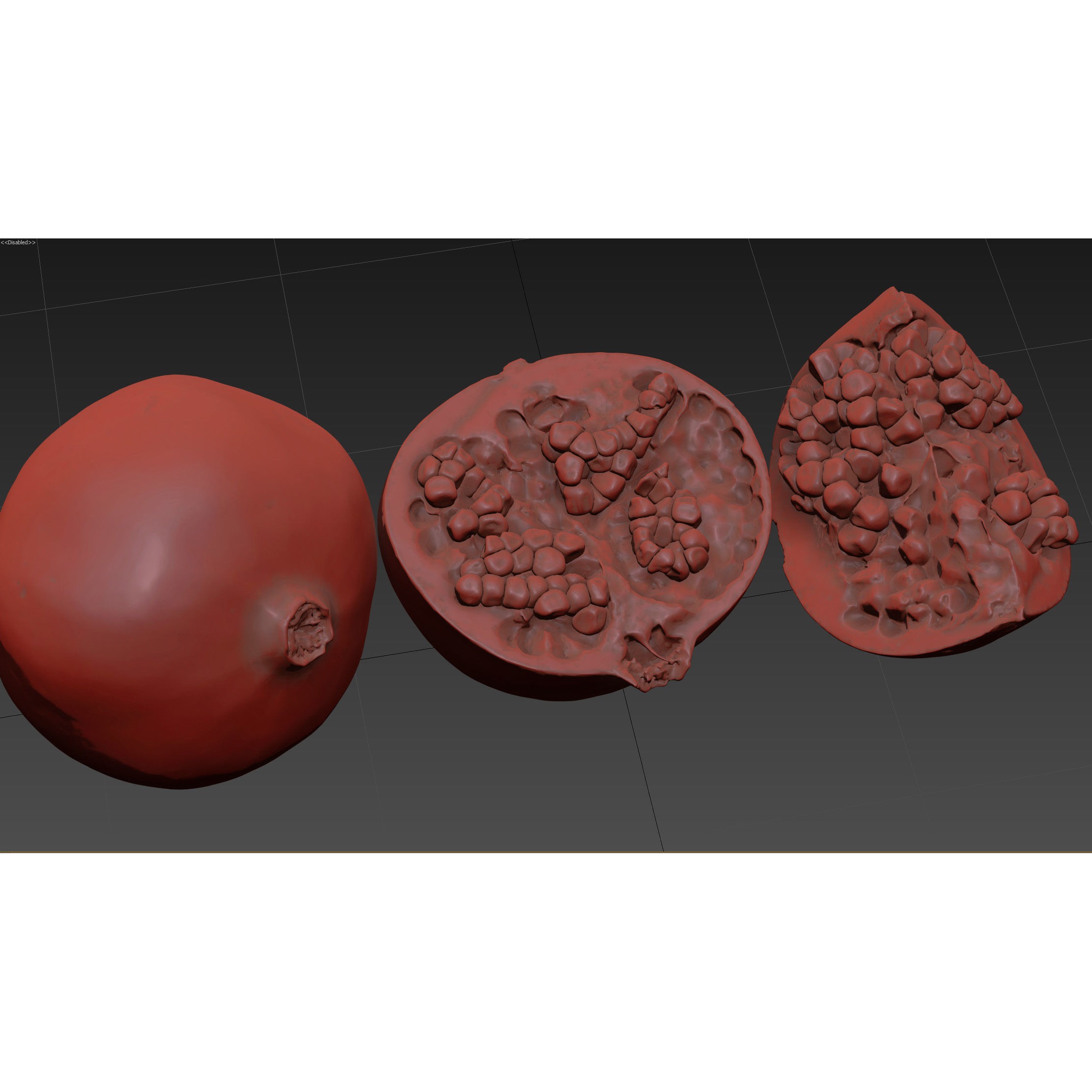 4k Scanned Pomegranate - Game-Ready 3D Model - View 27