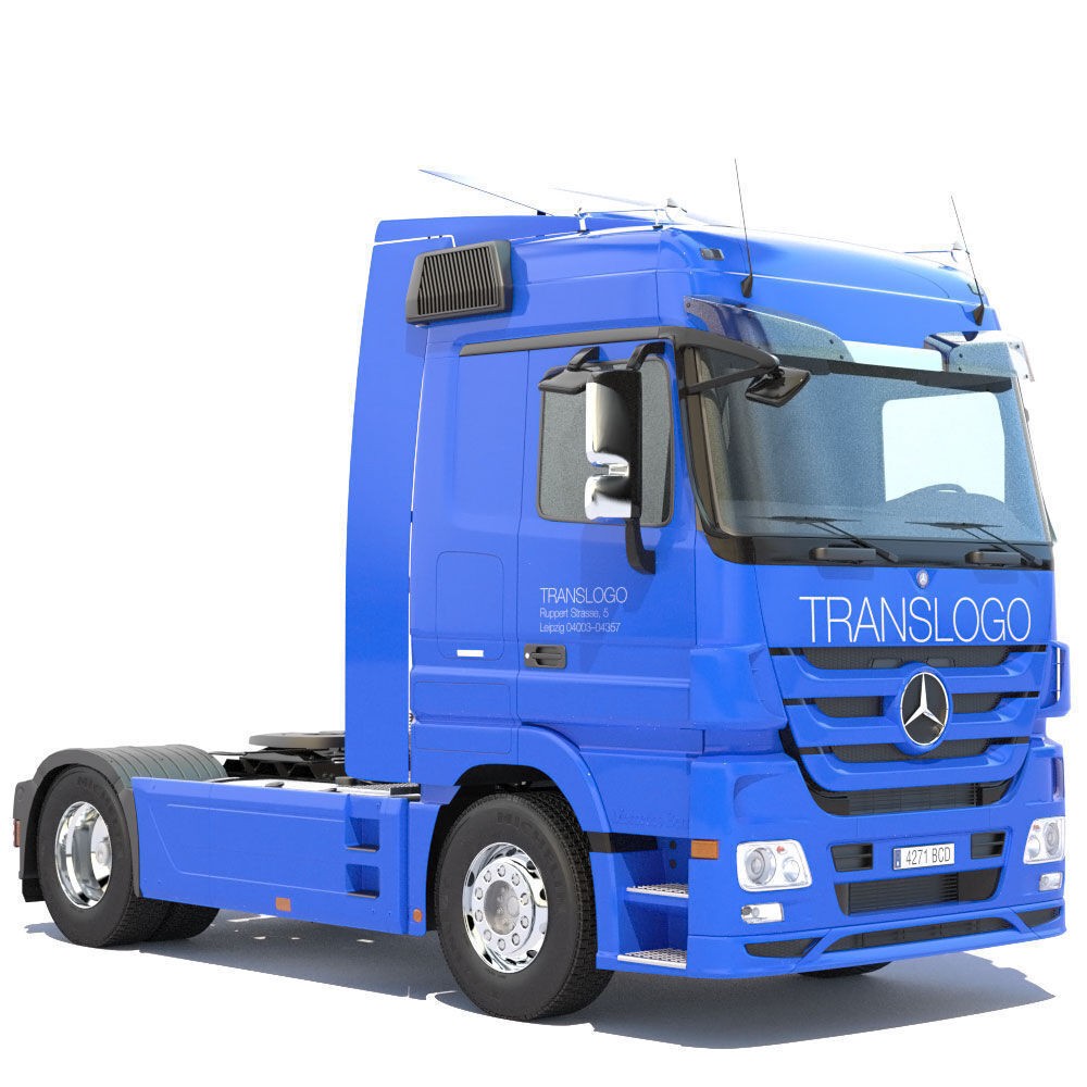 Mercedes Actros 3D Model – High Poly Semitruck with Containers, FBX - View 19