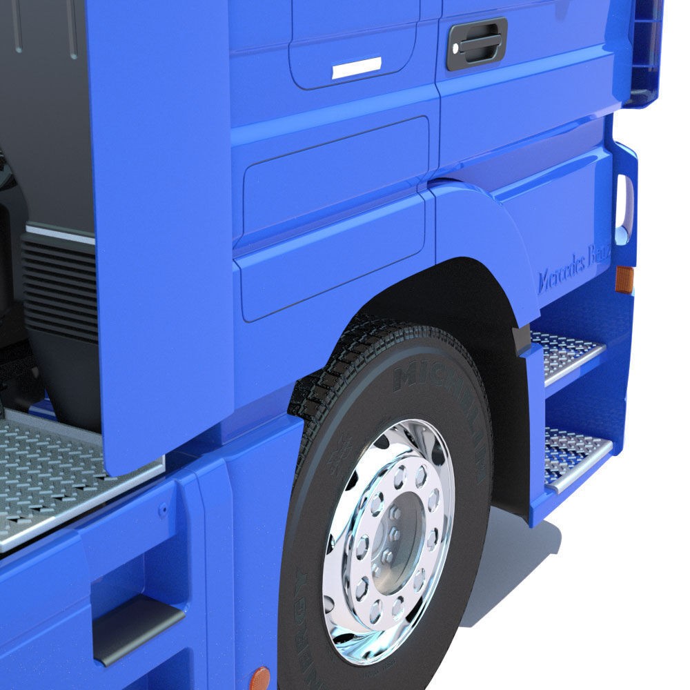 Mercedes Actros 3D Model – High Poly Semitruck with Containers, FBX - View 30