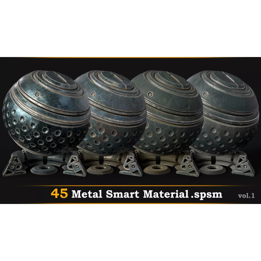 Metal Smart Material 3D Model – 45 High-Quality Textures, SPSM - View 2
