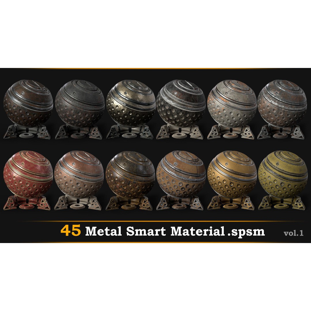 Metal Smart Material 3D Model – 45 High-Quality Textures, SPSM - View 5