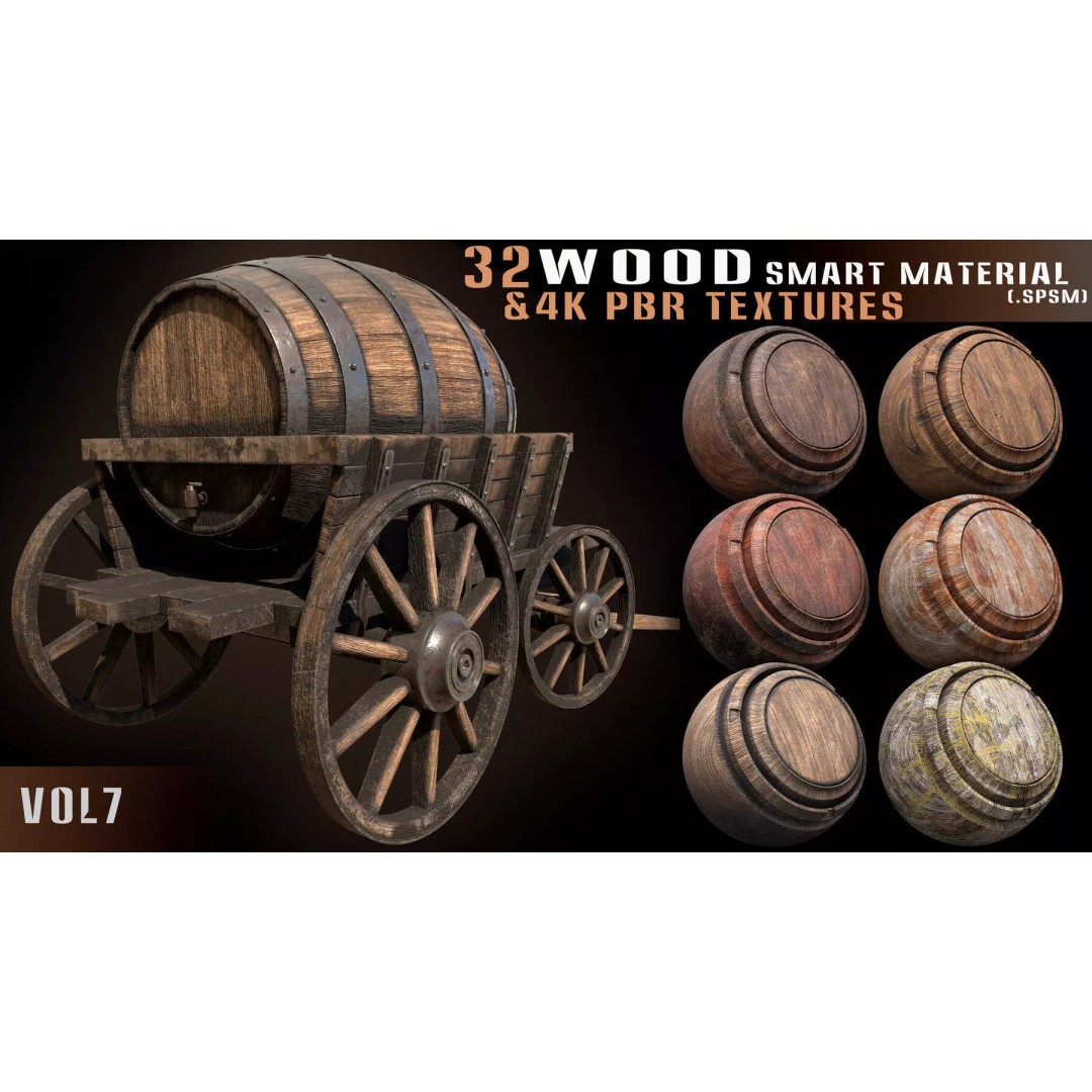 Wood Smart Materials Bundle 3D Model – 96 PBR Textures for Substance Painter - View 13