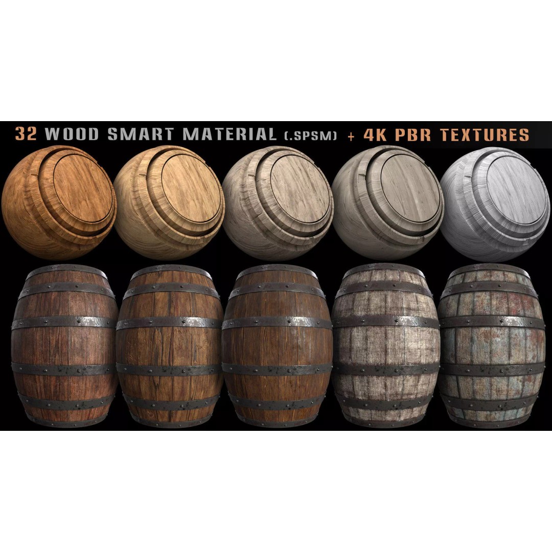 Wood Smart Materials Bundle 3D Model – 96 PBR Textures for Substance Painter - View 14