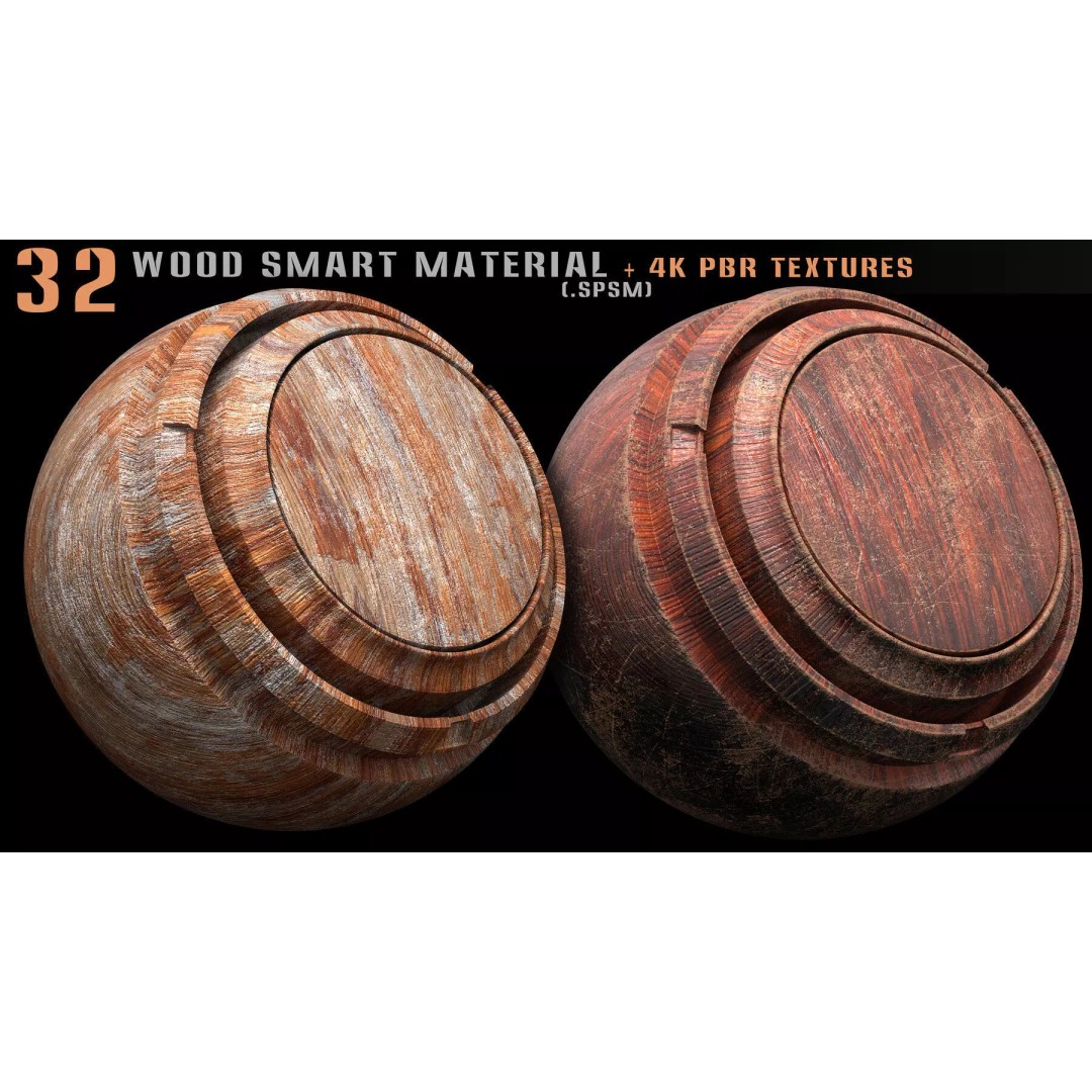 Wood Smart Materials Bundle 3D Model – 96 PBR Textures for Substance Painter - View 15