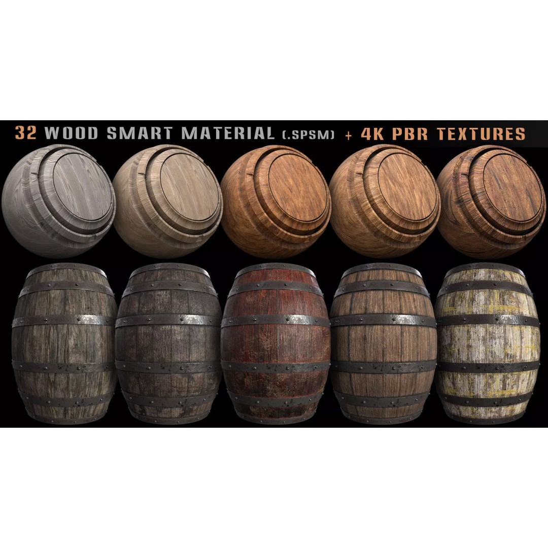 Wood Smart Materials Bundle 3D Model – 96 PBR Textures for Substance Painter - View 17