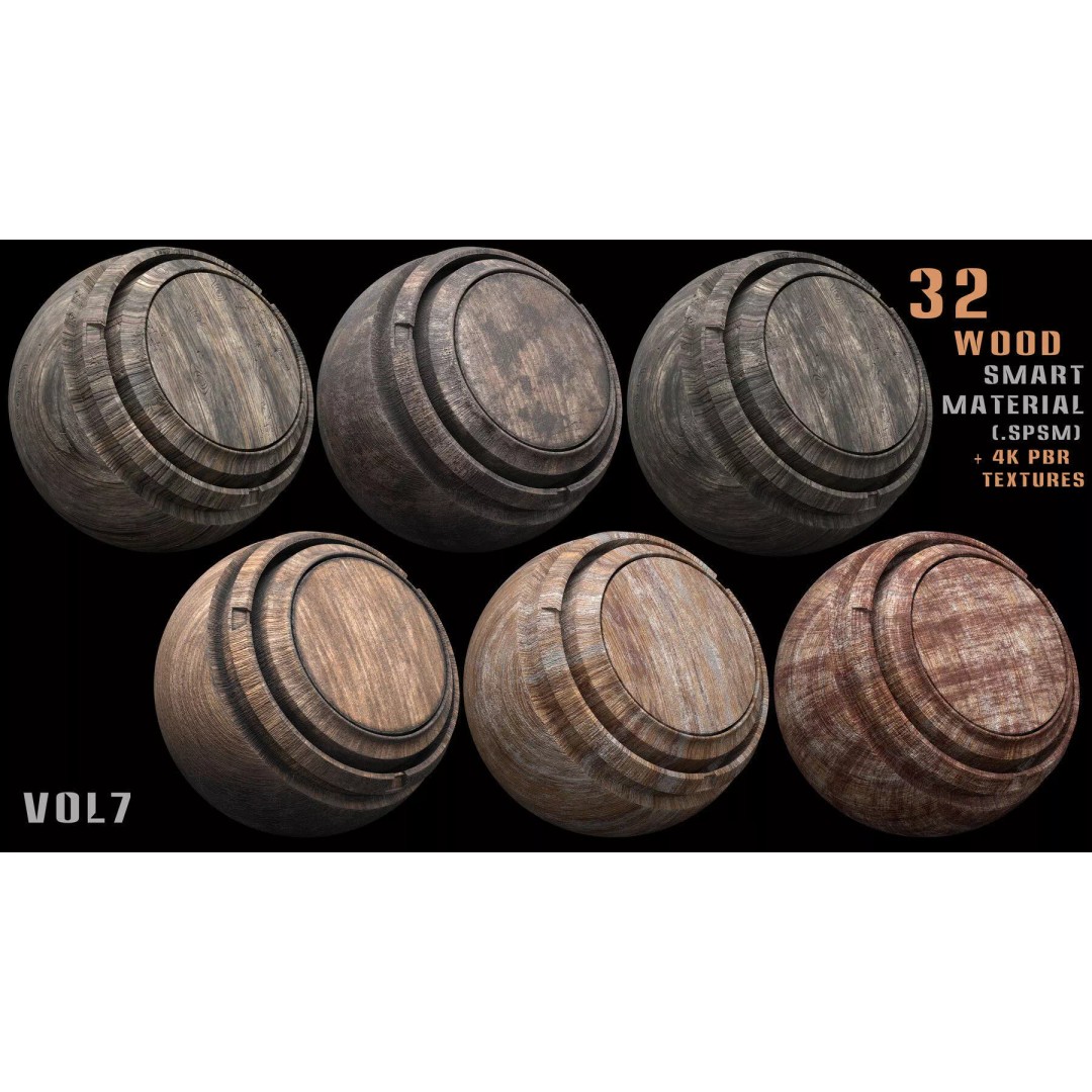 Wood Smart Materials Bundle 3D Model – 96 PBR Textures for Substance Painter - View 19
