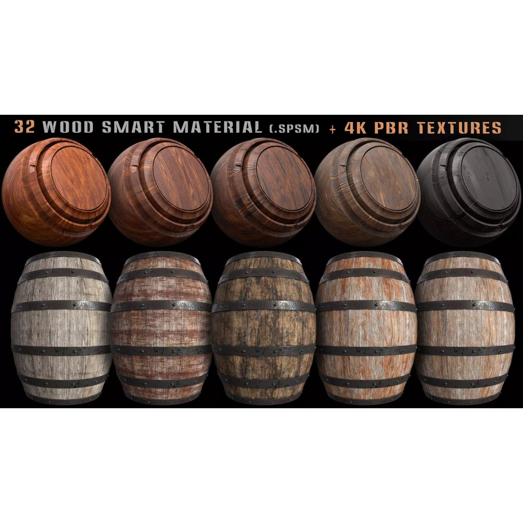 Wood Smart Materials Bundle 3D Model – 96 PBR Textures for Substance Painter - View 20