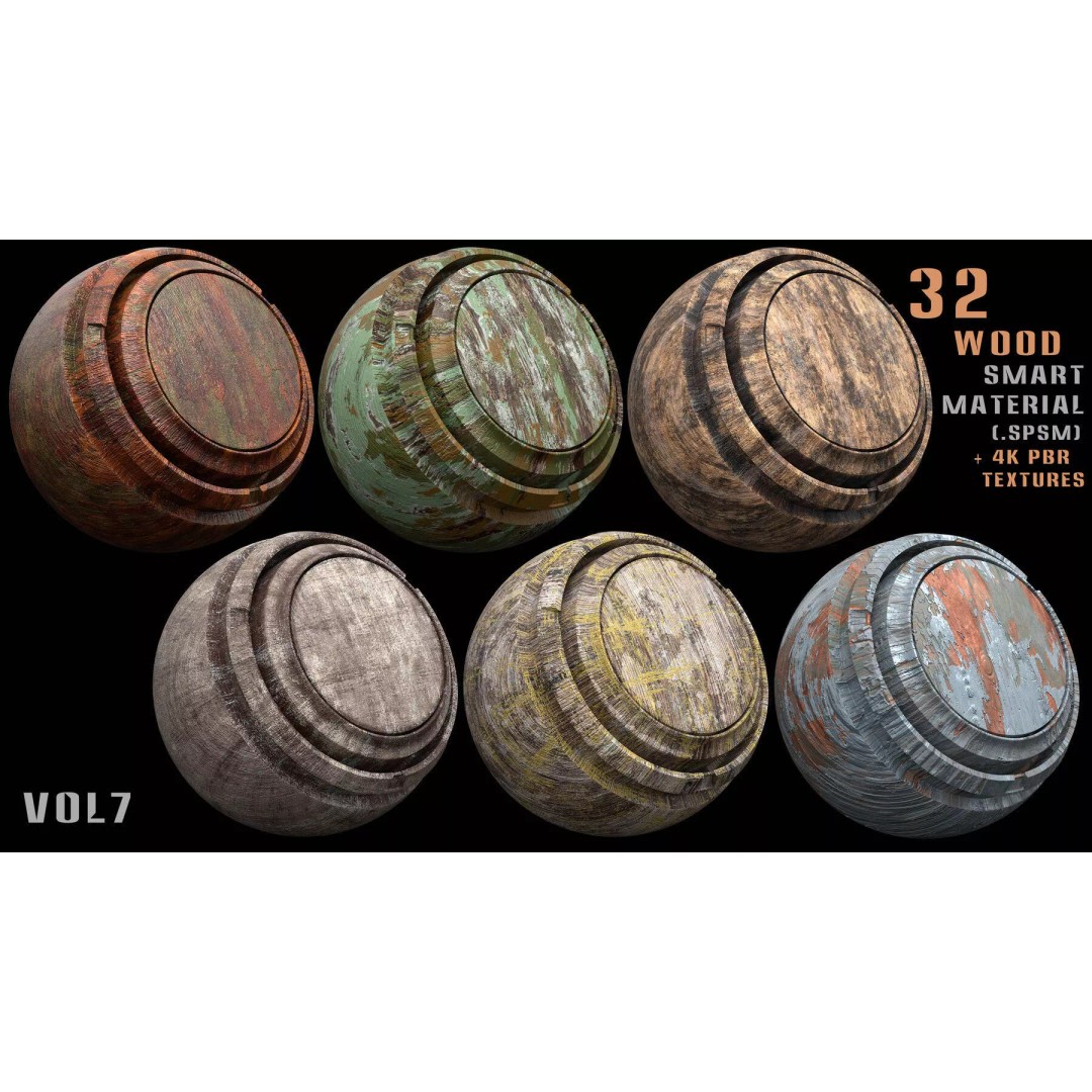 Wood Smart Materials Bundle 3D Model – 96 PBR Textures for Substance Painter - View 21