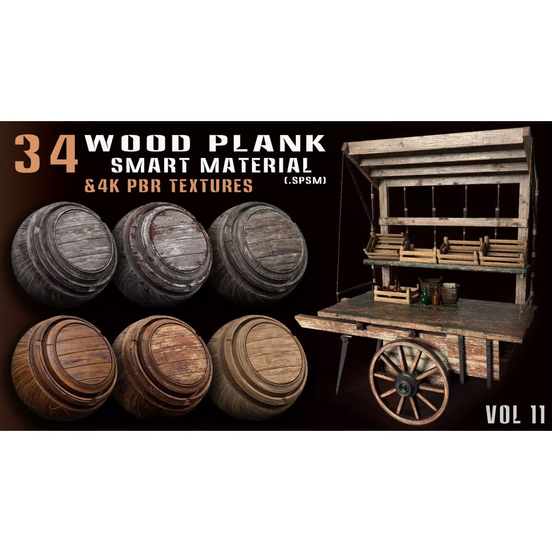 Wood Smart Materials Bundle 3D Model – 96 PBR Textures for Substance Painter - View 22